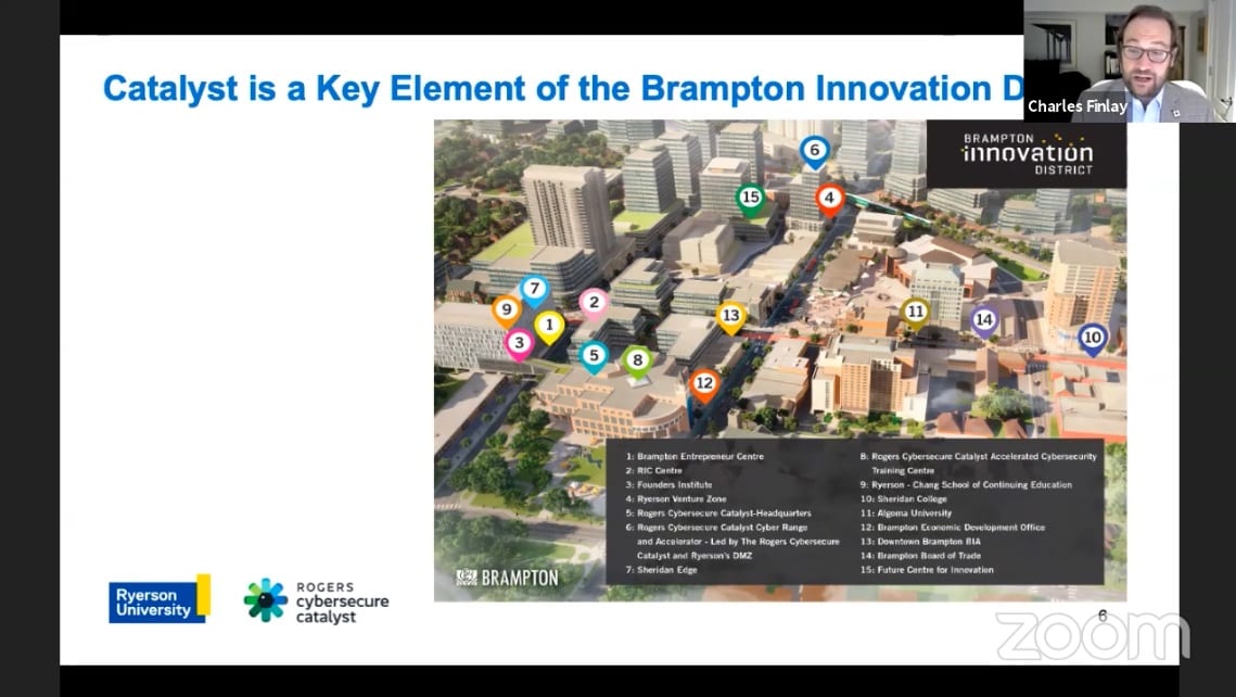 The Brampton Innovation District, which brings many different innovation hubs together and are dedicated to working together and bringing out the best in each other. Courtesy: CFE Media screen capture from 2021 Hannover Messe Digital Edition